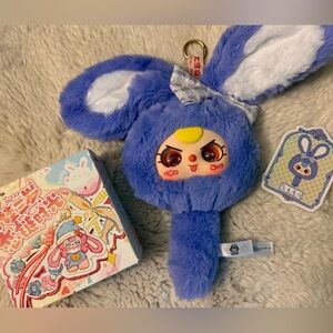 2 Pieces- Baby Three Purple Plush Special Eyes Mirror + NIB Blind Box Keychain!